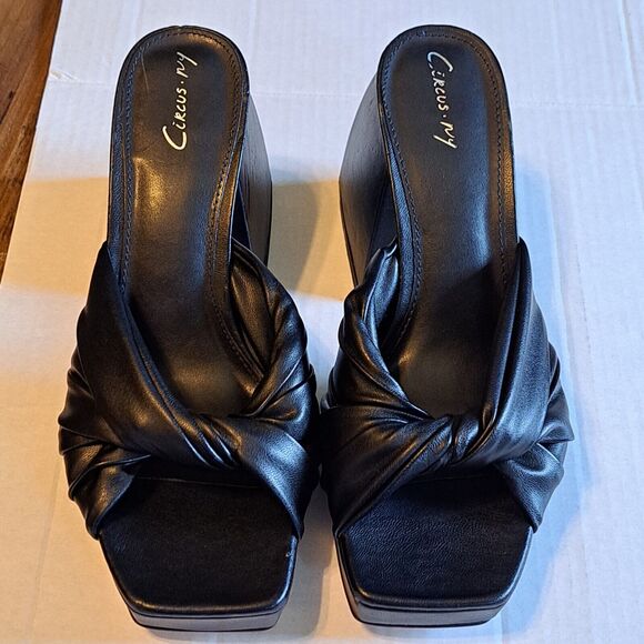 Sam Edelman Circus NY Marianna Sandal Black Slide Block Heel Vegan Womens Sz 8 - Picture 12 of 16